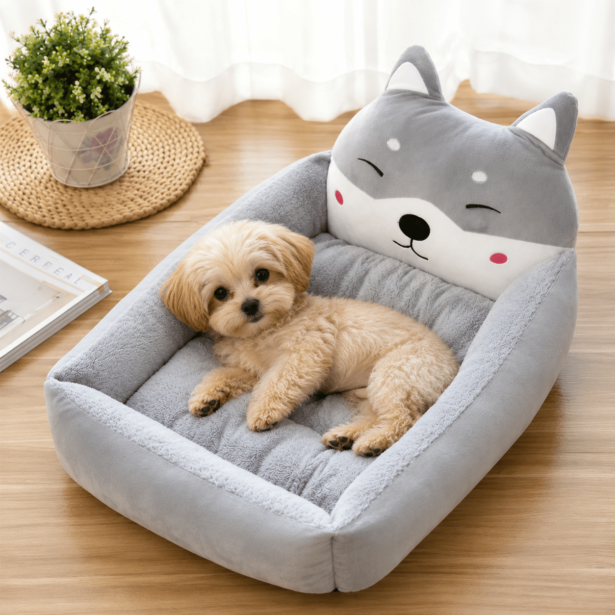 panier gris petit chien
