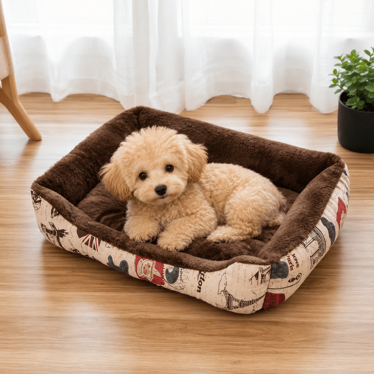 panier petit chien marron