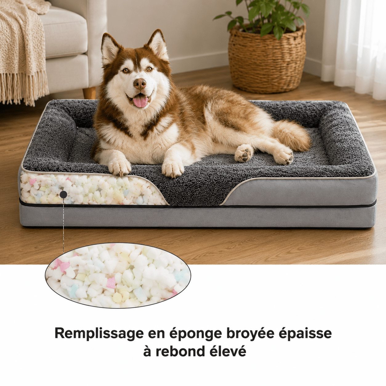 panier moelleux pour grand chien