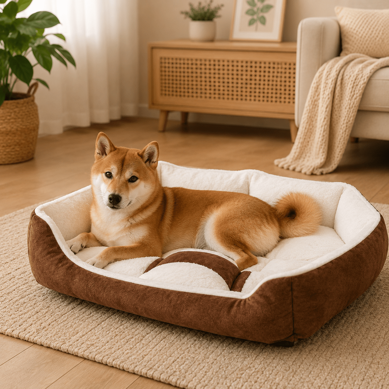 grand panier marron pour chien