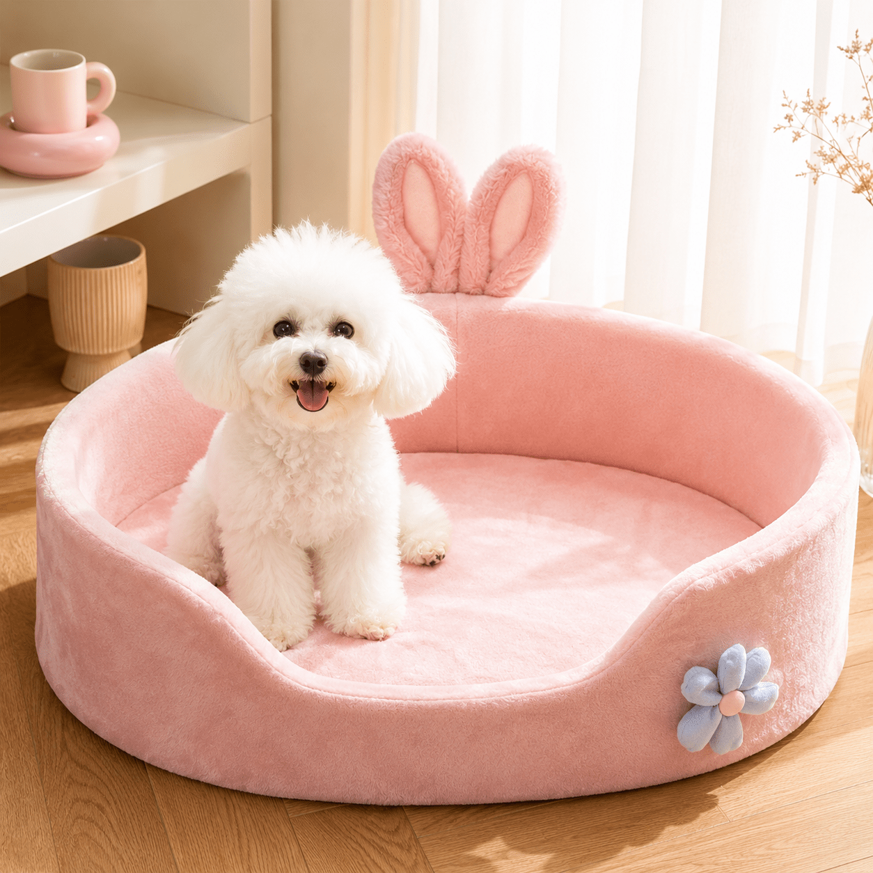 panier grand chien rose