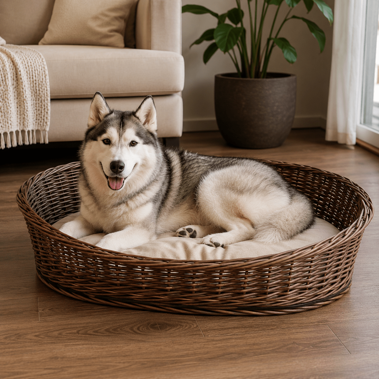 panier en osier pour grand chien