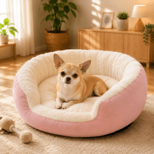 panier petit chien rose