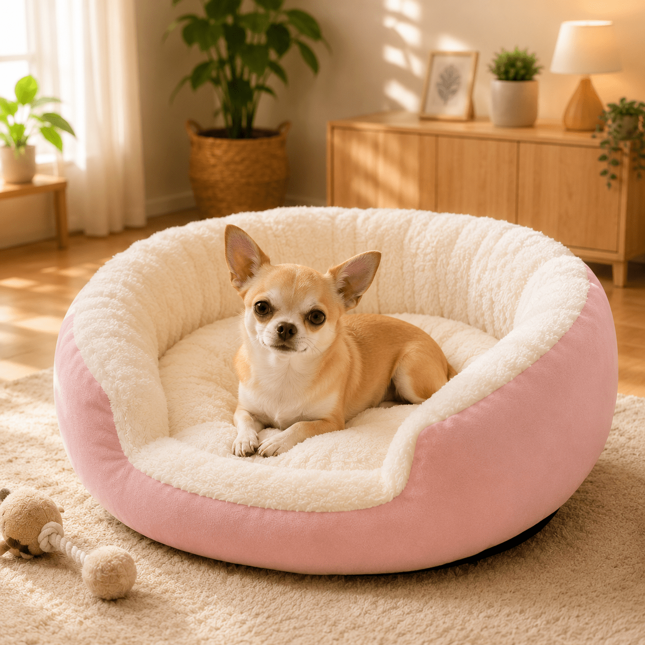 panier petit chien rose
