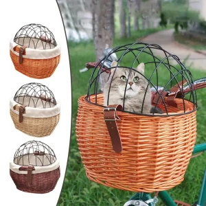 panier osier vélo pour chien et chat