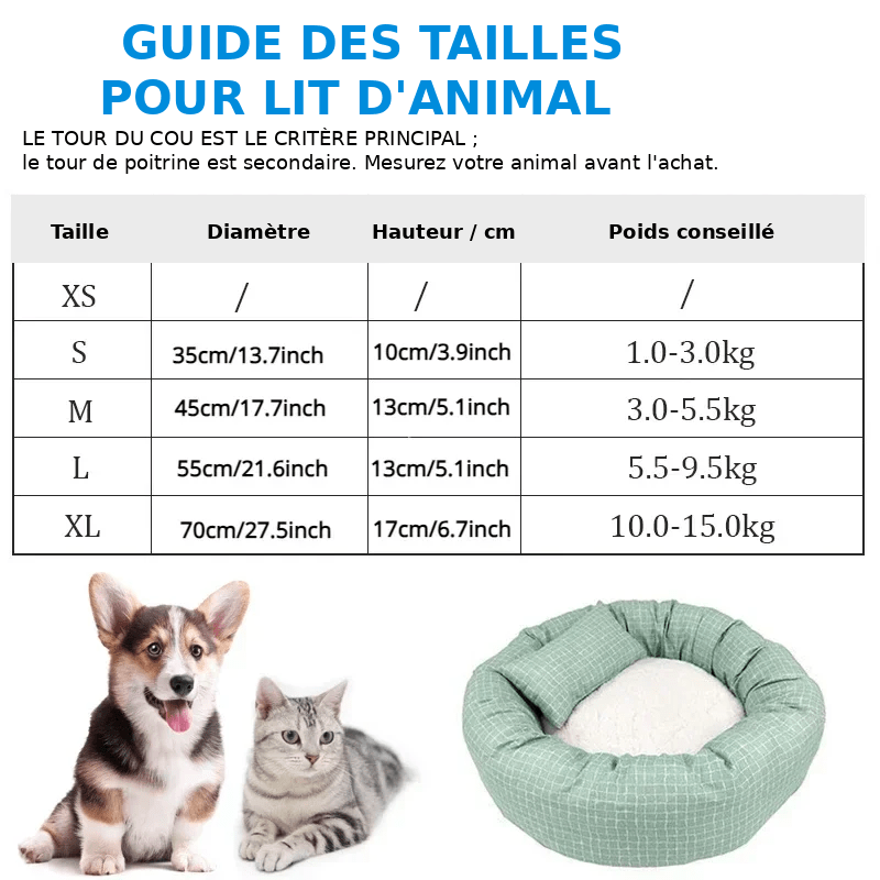 confortable panier pour animaux