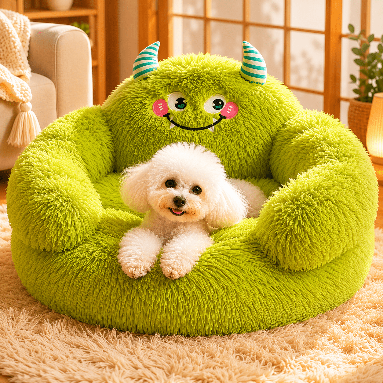 panier original pour chien vert doux