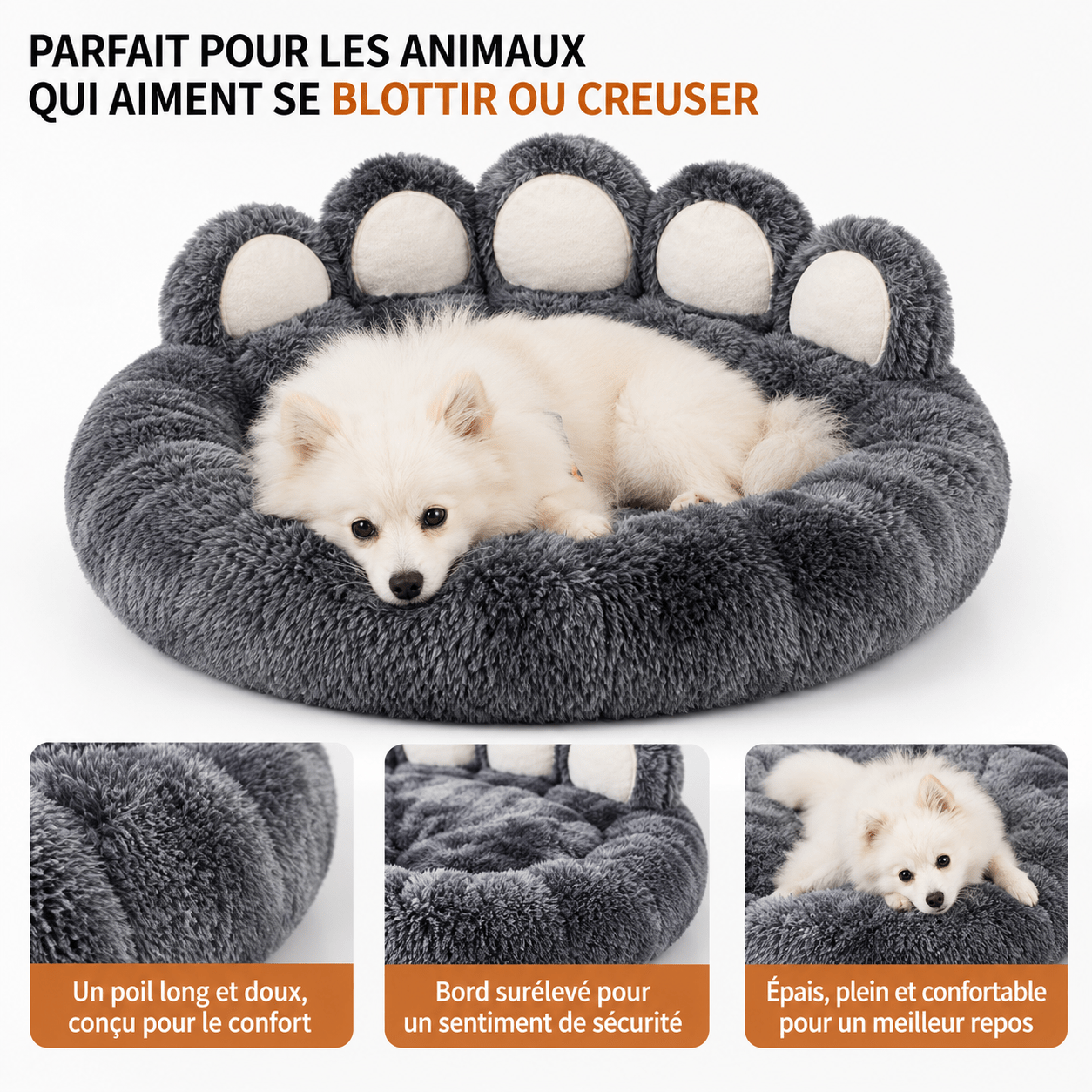 coussin chien luxe marron