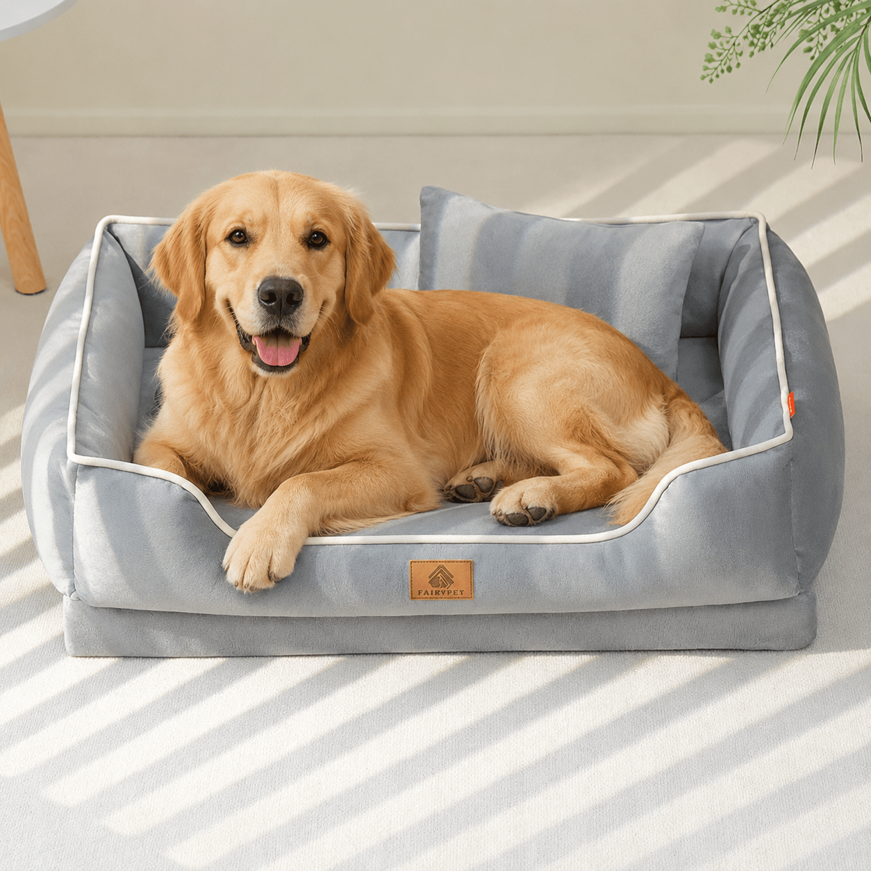 panier pour grand chien design gris
