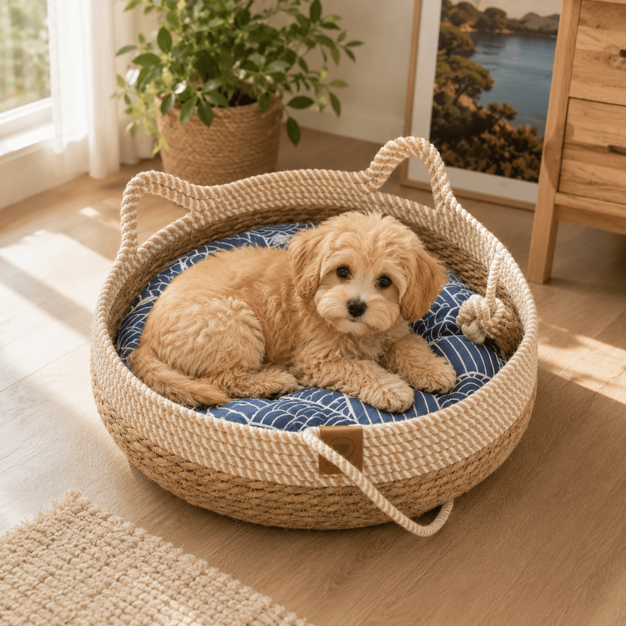 panier osier rond chien