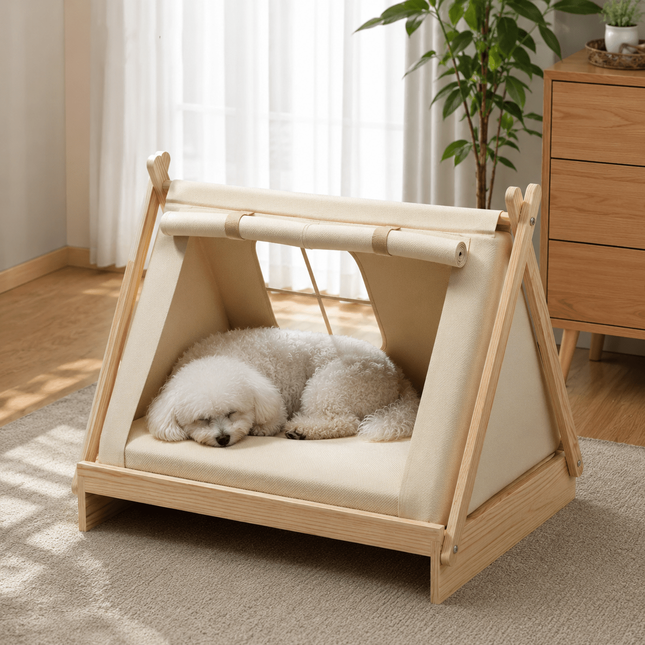 panier pour chien en bois moderne
