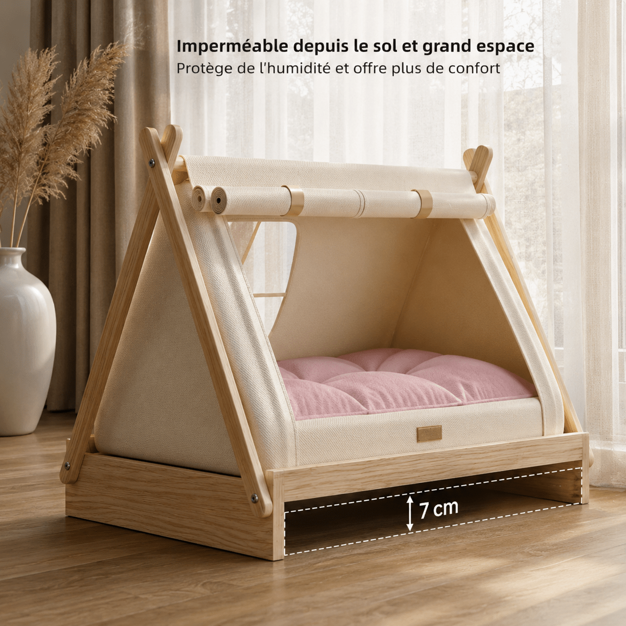panier chien bois design élégant