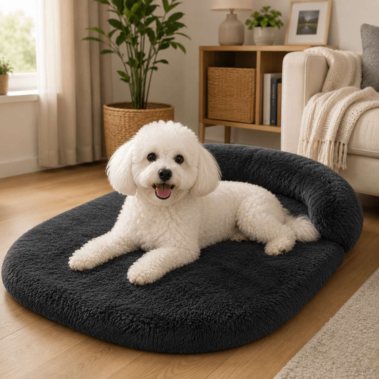 panier pour chien en plastique avec coussin