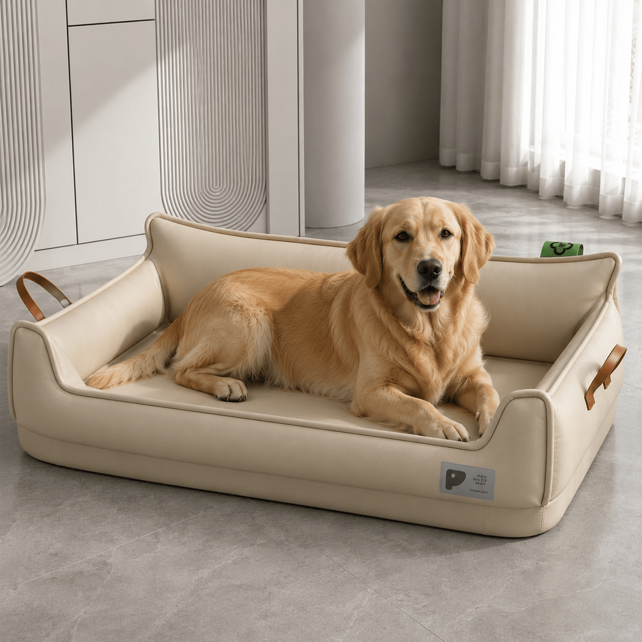panier chien en cuir