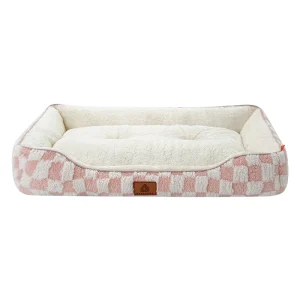 panier pour chien échiquier rose