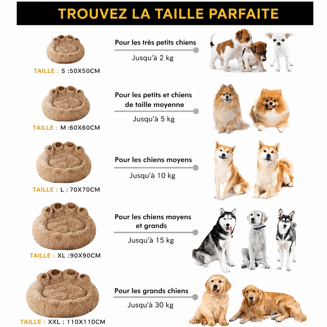 Couchage pour chien spacieux